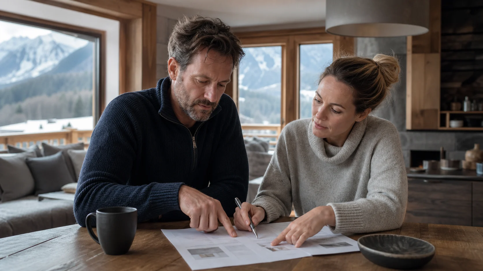 A property owner reviewing a clear service proposal inside an Alpine holiday home