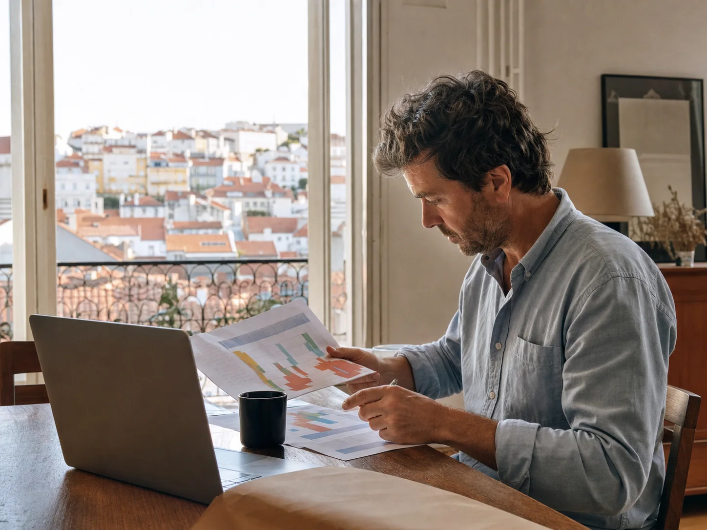 A Cape Town property owner reviewing a booking calendar at dusk